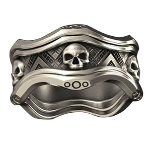 FANKU  Retro Style Gothic Crown Skull Ring for Men