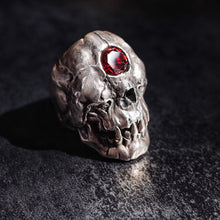 Load image into Gallery viewer, EYHIMD  Gothic Style Red Crystal Cyclops Skull Ring
