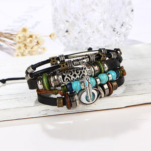 CHENFAN Vintage Leather Beaded Bracelet for Women-Multiple Styles to Choose