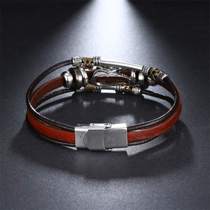 IFMIA Vintage Multi Layered Braided Leather Bracelet for Men or Women