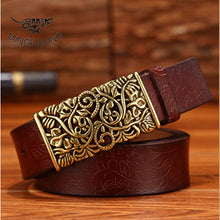 Load image into Gallery viewer, MINGLILONG Designer Women&#39;s Leather Floral Embossed Belt &amp; Antique Look Buckle
