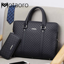 Load image into Gallery viewer, MOTAORA  15.6&quot; Leather Business  Messenger Bag Briefcase with Long Wallet
