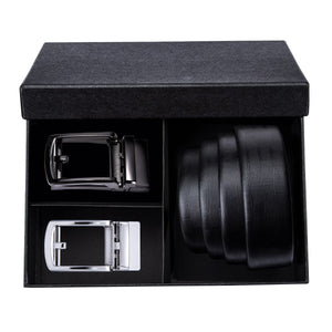 Designer Automatic Buckle Belt Set with Leather Strap Box Set