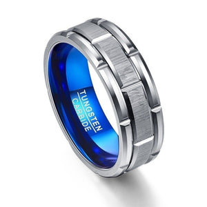 STALAIT Punk Style Tungsten Carbide Brushed Stainless Steel Men's Ring