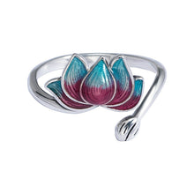 Load image into Gallery viewer, FLYLEAF  Handmade Sterling Silver &amp; Enamel Women&#39;s Lotus Flower Ring
