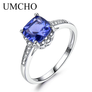 UMCHO  Women's Sterling Silver & Tanzanite Gemstone Ring