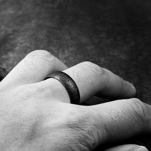 J-BEIER Steel Norse Viking Rune Ring for Men