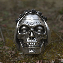 Load image into Gallery viewer, EYHIMD Goth Santa Muerte Stainless Steel Men&#39;s Skull Ring
