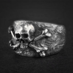 EYHIMD Gothic Biker Skull Crossbones Pirate Ring for Men