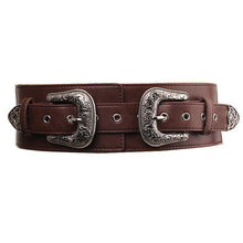 Load image into Gallery viewer, BAO XIU  Classic Style Double Aigo Silver Buckled Leather Belt
