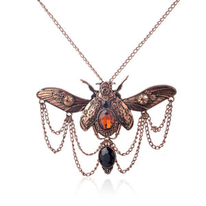 Steampunk Winged Beetle Pendant Necklace for Women