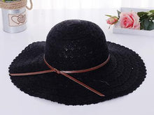 Load image into Gallery viewer, Fold-able Large Brim Straw Summer Beach Hat for Women
