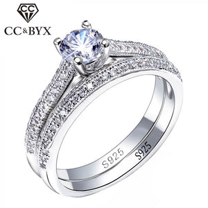 CC&BYX Sterling Silver Cubic Zirconia Stackable Cocktail/Engagement Ring for Women