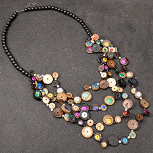 Load image into Gallery viewer, Handmade Bohemian Style Women&#39;s Necklace with Black Wood Chain
