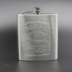 Jack Daniels Stainless Steel Hip Flask with Shot Glasses