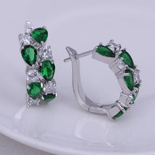 Load image into Gallery viewer, Elegant Classic Sapphire Emerald Semi-Precious Stone Earrings
