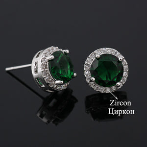 Classic Round AAA Cubic Zirconia Stud Earrings - Several Colored Stones