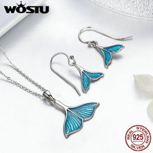 Load image into Gallery viewer, WOSTU   Unique Sterling Silver Women&#39;s Mermaid Tail Earrings &amp; Necklace Set
