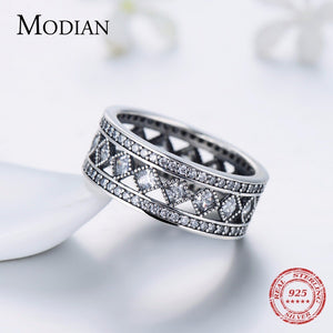 MODIAN Classic Victorian Sterling Silver Lattice Design Ring for Women
