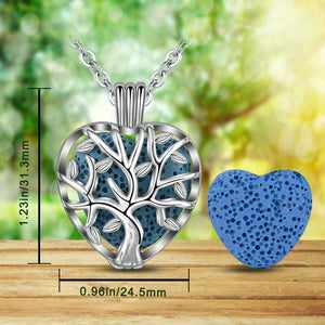 EUDORA  Celtic Tree of Life Heart & Volcanic Stone Pendant Necklace