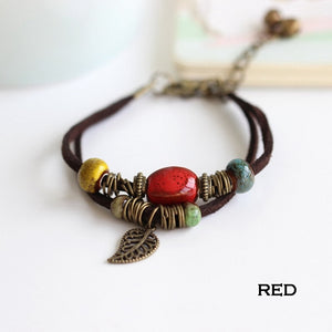 RINHOO Bohemian Leather Charm Bracelet for Women