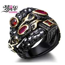 Load image into Gallery viewer, DREAMCARNIVAL1989     Women&#39;s Large Neo-Gothic Black &amp; Gold Gem Ring

