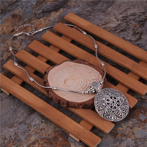 SEBLASU Vintage Tibetan Jewelry Silver Hollow Carved Pendant Necklaces for Women