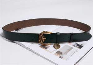 HATCYGGO  Women's Baroque Style Buckle and Genuine Leather Belt