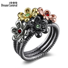 Load image into Gallery viewer, DREAMCARNIVAL1989   Unique Neo-Gothic Flower Adorned Gothic Cocktail Ring for Women

