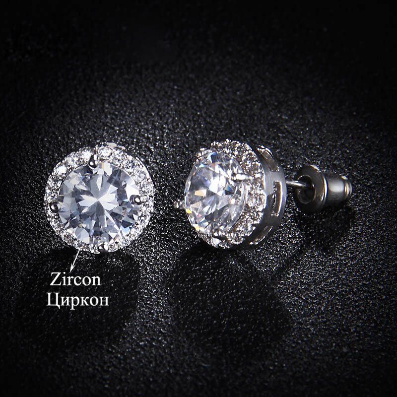 Classic Round AAA Cubic Zirconia Stud Earrings - Several Colored Stones