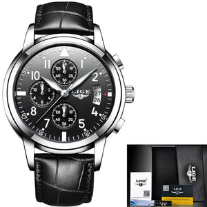 LIGE Men's Luxury Watch - Casual or  Business Quartz Waterproof Sport Watch