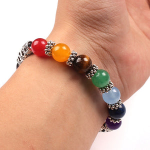 DIEZI  7 Chakra Natural Stone Bracelet with Mixed Healing Crystals for Women