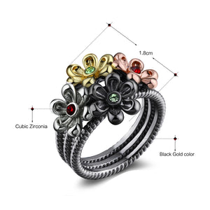 DREAMCARNIVAL1989   Unique Neo-Gothic Flower Adorned Gothic Cocktail Ring for Women
