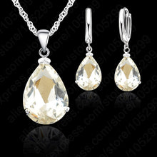 Load image into Gallery viewer, JEXXI   925 Sterling Silver Water Drop Crystal Necklace &amp; Earring Set
