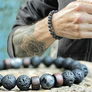 VINSWET Tibetan Buddha Volcanic Stone Bracelet for Men