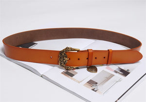 HATCYGGO  Women's Baroque Style Buckle and Genuine Leather Belt