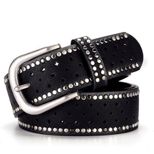 GFOHUO   Trendy Hollow Riveted Leather Belt for Women
