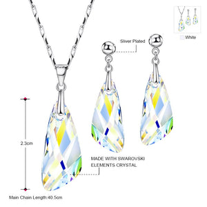 NEOGLORY  Sterling Silver Swarovski Crystal Earring & Necklace Set