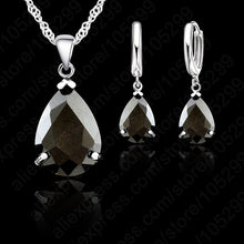 Load image into Gallery viewer, JEXXI   925 Sterling Silver Water Drop Crystal Necklace &amp; Earring Set
