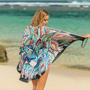 JEEBEL CAMP   Women's Beach Sarong Bikini Cover in Animal Print