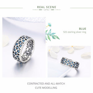 BAMOER Sterling Silver Blue Clover Design Ring for Women