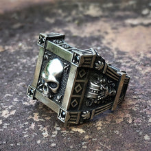 Load image into Gallery viewer, EYHIMD Gothic Style Skull Signet Ring with Black Zircon Stones
