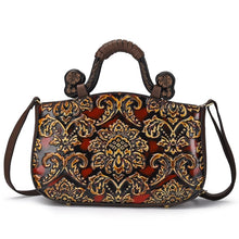 Load image into Gallery viewer, Handmade Genuine Leather Women&#39;s Top-handle Shoulder Bag with Intricate Embossed Print
