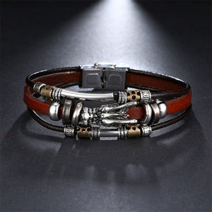 IFMIA Vintage Multi Layered Braided Leather Bracelet for Men or Women