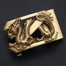 Load image into Gallery viewer, BIGDEAL Solid Brass Vintage Dragon Totem Automatic Buckle with Genuine Leather Belt for Men
