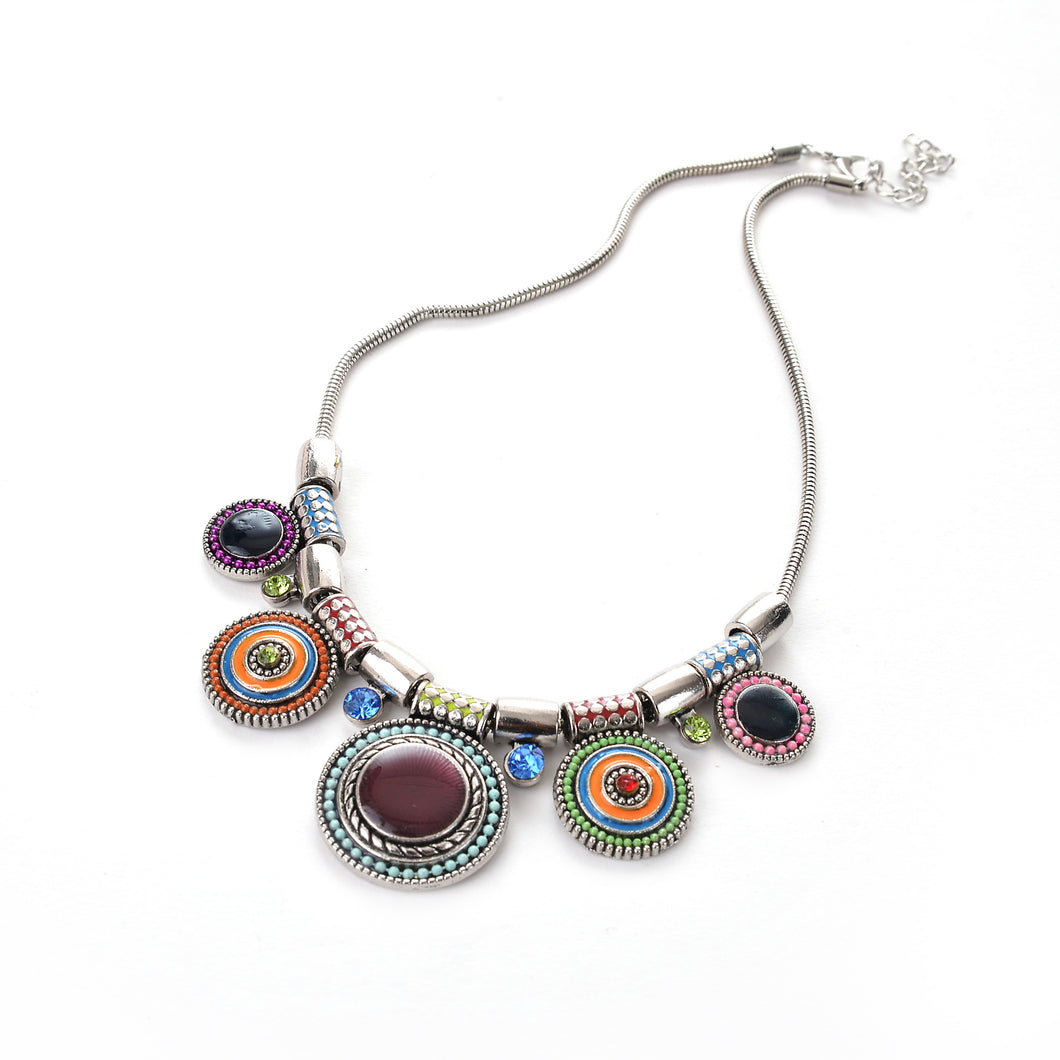 FASHION SENSE Bohemian Style Choker Necklace with Stone Charms