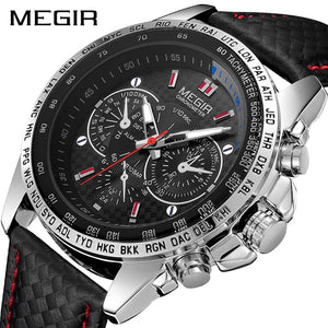 MEGIR Designer Military Style Quartz Watch with Luminous Dial