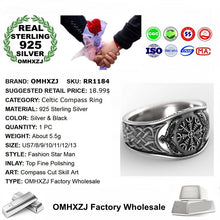 Load image into Gallery viewer, NORDIC Sterling Silver Viking/Nordic Warrior Compass Ring
