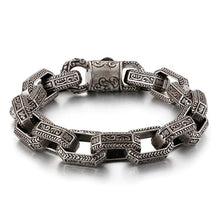 Load image into Gallery viewer, FONGTEN Nordic Viking Style Square Carved Stainless Steel Link Men&#39;s Bracelet
