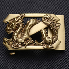 Load image into Gallery viewer, BIGDEAL Solid Brass Vintage Dragon Totem Automatic Buckle with Genuine Leather Belt for Men
